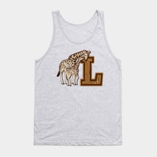 Mom and Baby Giraffe Monogram L Tank Top